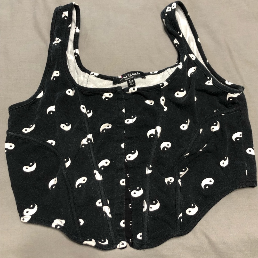 Yin yang print bustier crop top